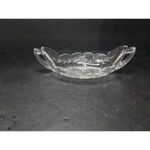 Imperial Serving Bowl, Vintage Depression Glass Bowl, Etched Floral Boat Handles